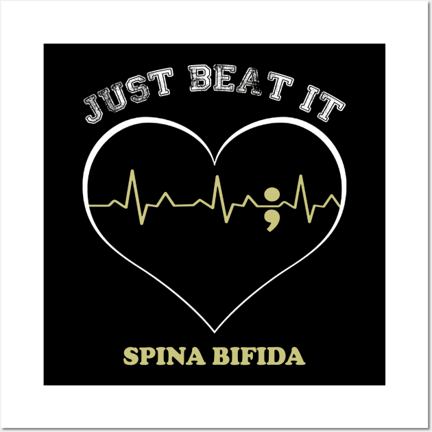 Spina Bifida Awareness Just Beat It Heartbeat Wall Art by KHANH HUYEN